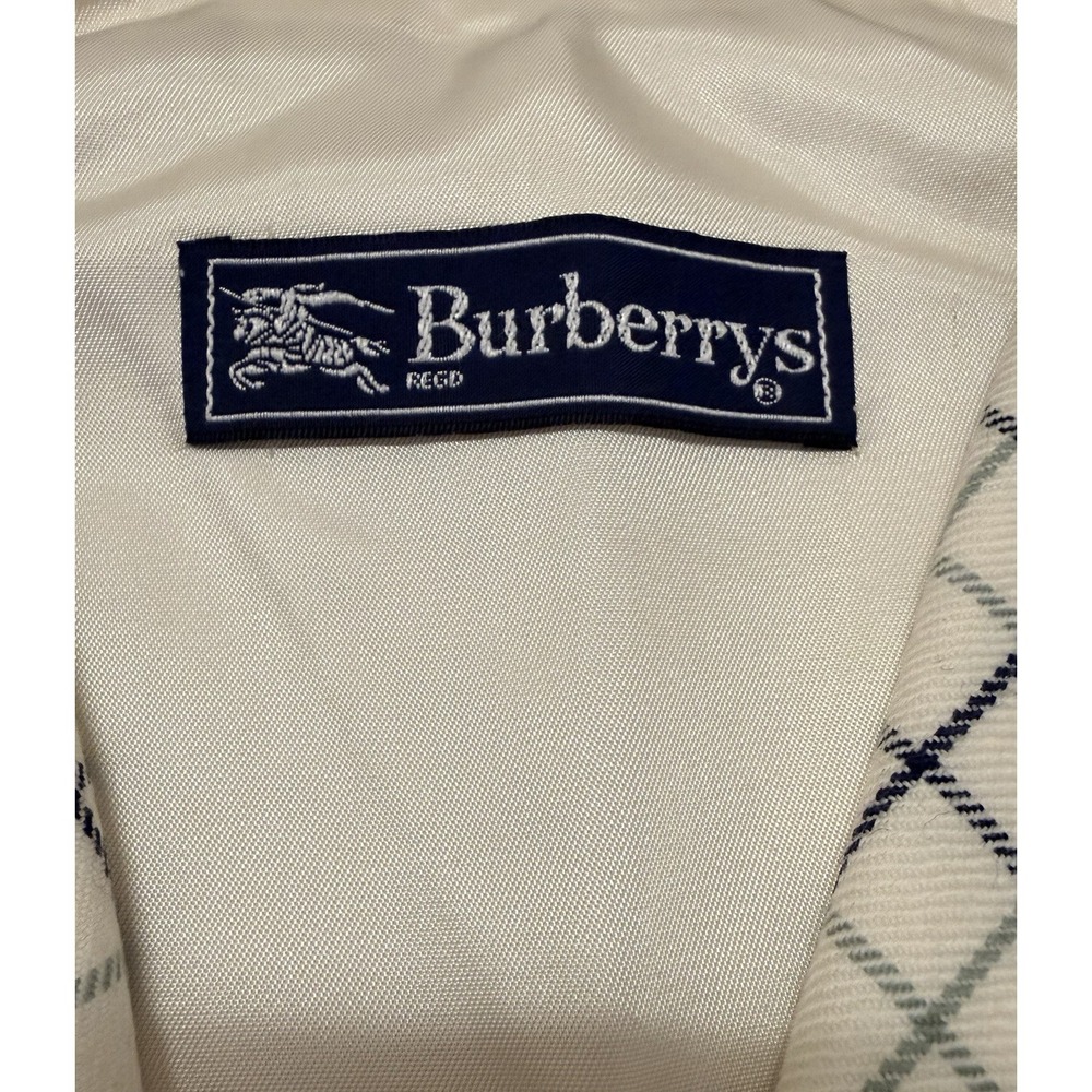 Burberrys Vintage Check Wool Vest Coat Liner Cream Navy Womens 8 USA - Picture 5 of 8